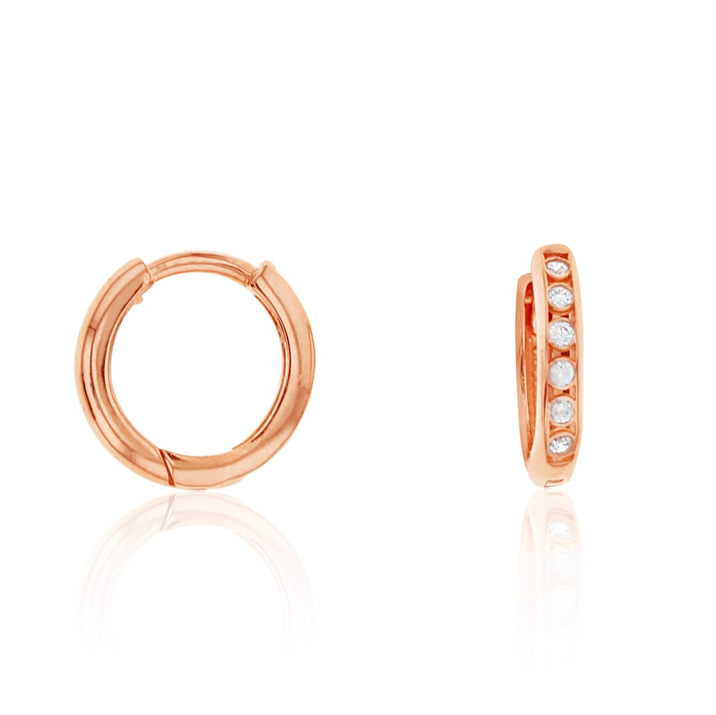9ct Rose Gold CZ Mini Huggie earrings