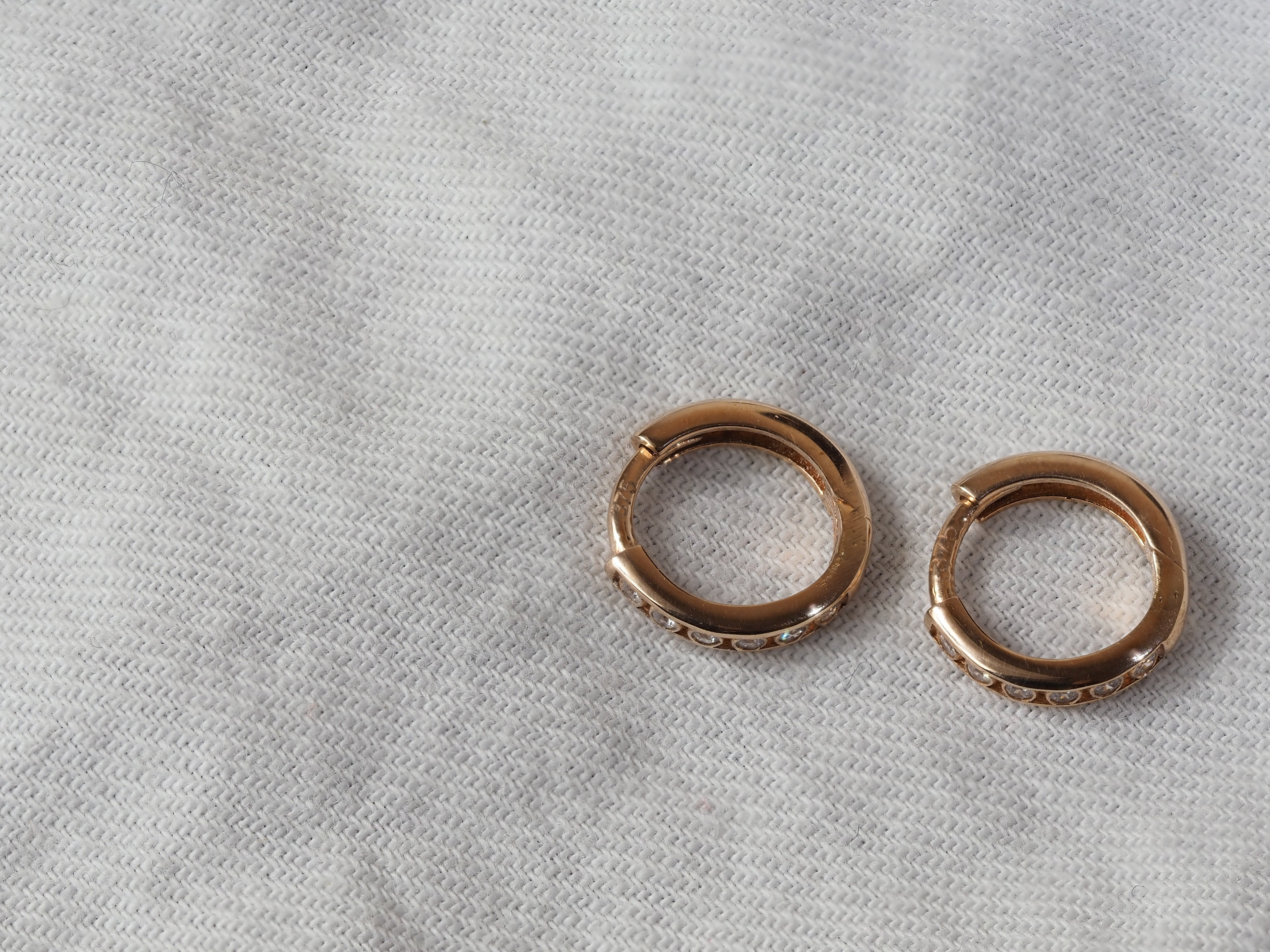 9ct Rose Gold CZ Mini Huggie earrings