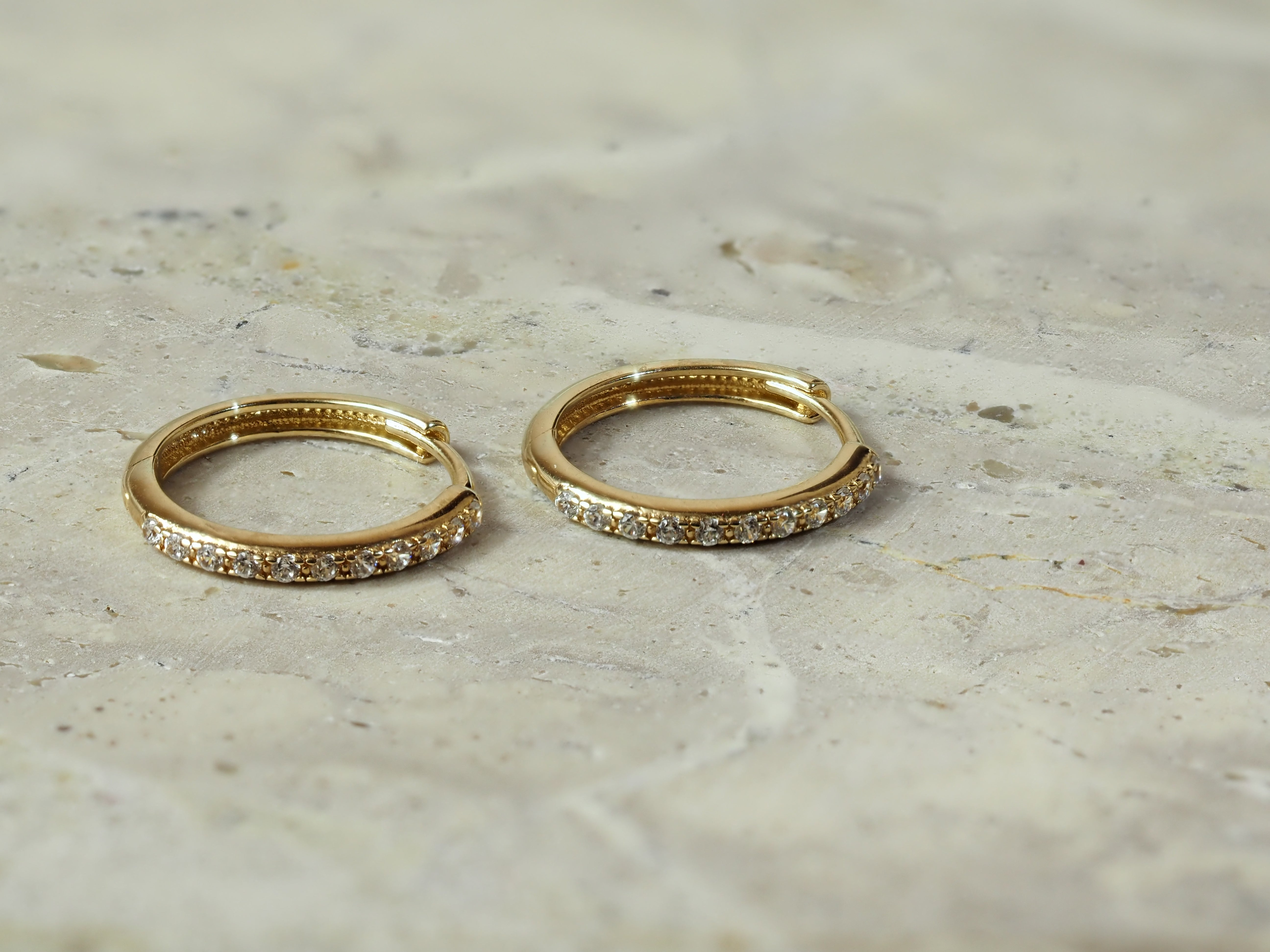 9ct Yellow Gold Cubic Zirconia Huggie Earrings