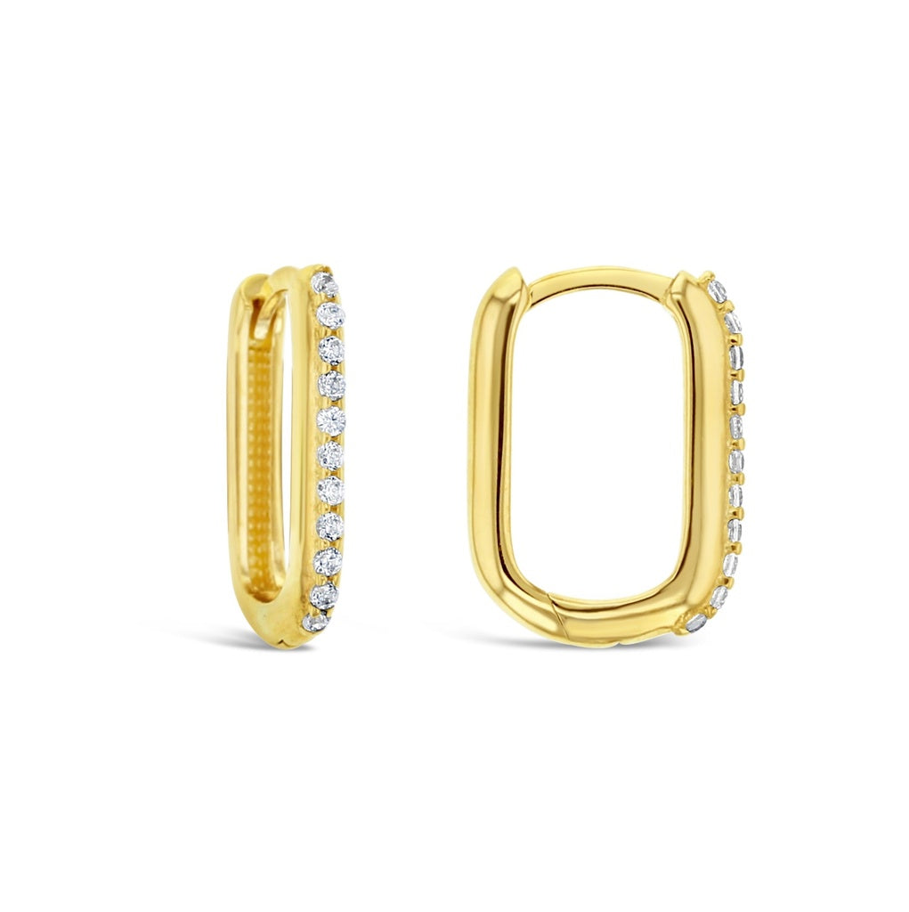 9ct Yellow Gold Square shaped CZ huggie earrings