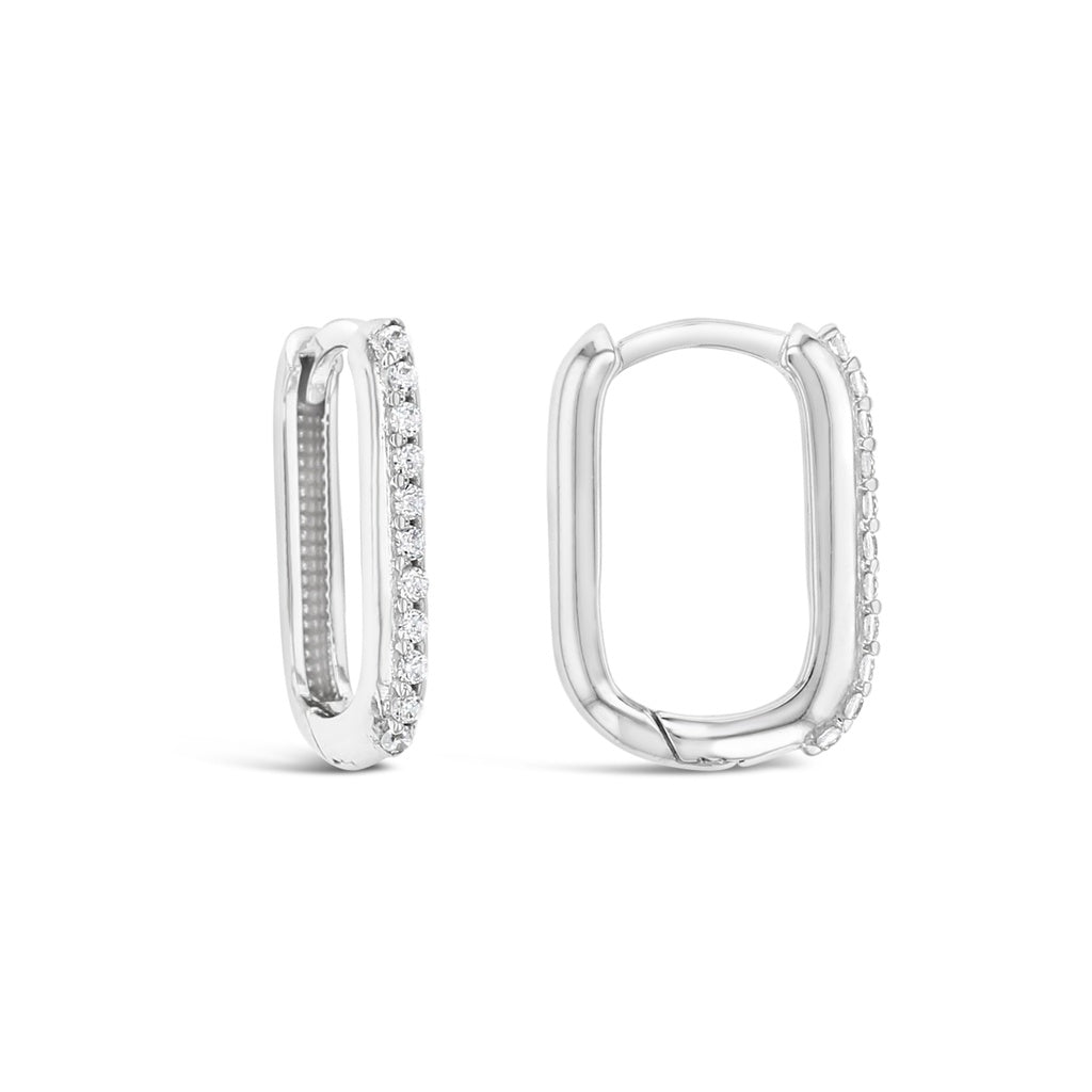 9ct White Gold Square huggies with CZs