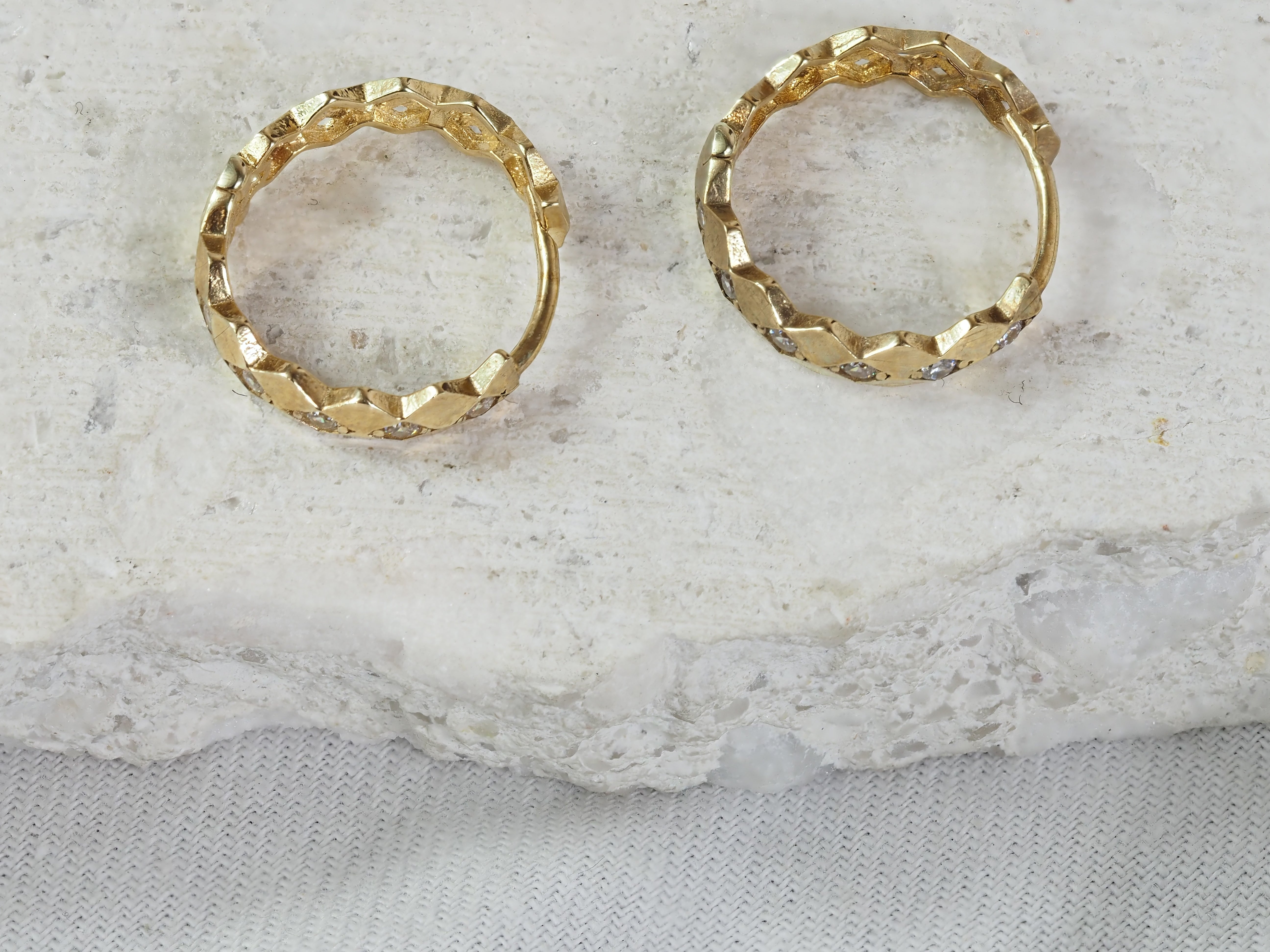 9ct Yellow Gold Cubic Zirconia Huggie Earrings