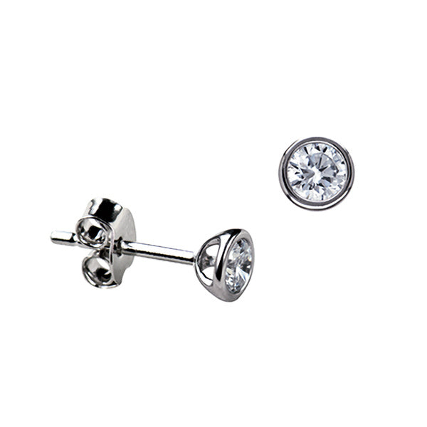 Sterling Silver Cubic Zirconia Stud Earrings, 3mm