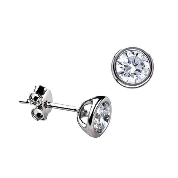 Sterling Silver Cubic Zirconia Stud Earrings, 5mm