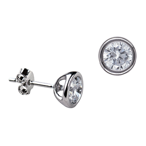 Sterling Silver Cubic Zirconia Stud Earrings, 6mm