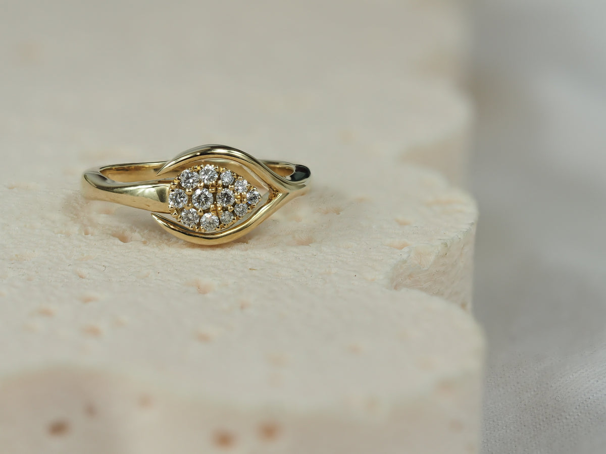 Ellendale 9ct Yellow Gold Argyle White Diamond Ring, 0.18 carat total.