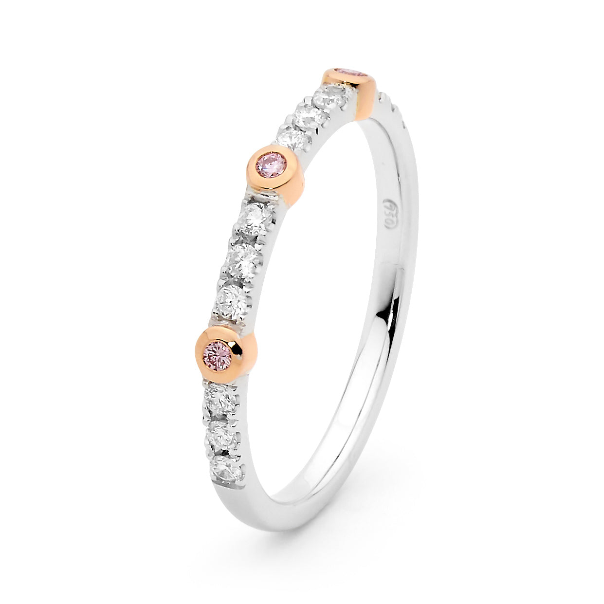 Ellendale 18 carat Rose & White Gold diamond band, 0.25 carat total.