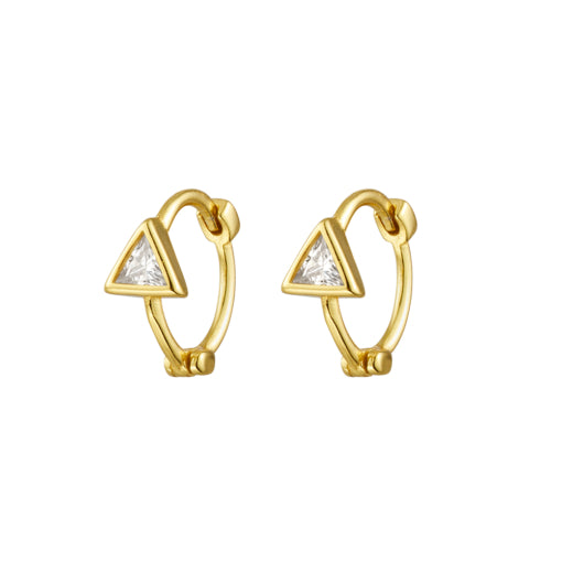 Solv Sterling Silver Gold Plated Cubic Zirconia Huggie Earrings