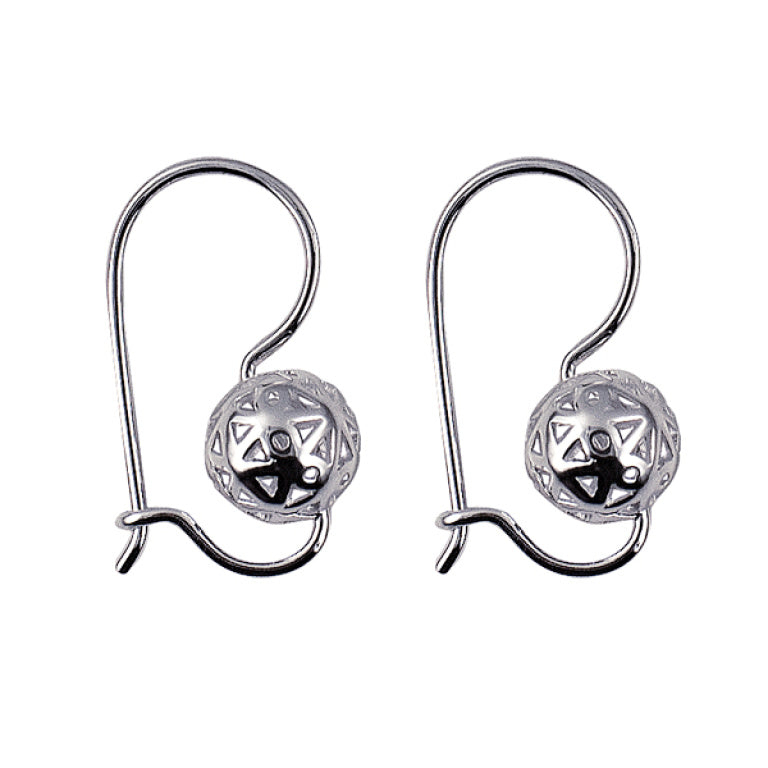 Sterling Silver Filigree Euro Ball Earrings, 8mm