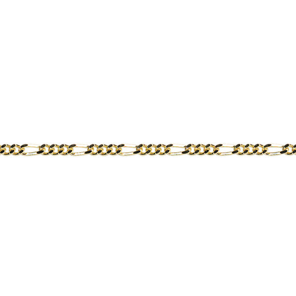 9ct Yellow Gold 3 to 1 Figaro Anklet, 25cm