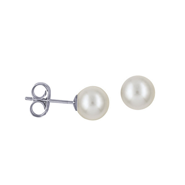Sterling Silver Freshwater Pearl Stud Earrings, 6mm