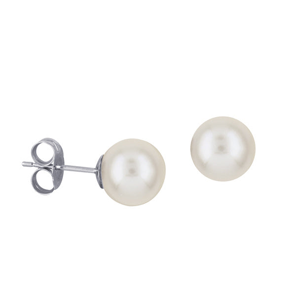 Sterling Silver Freshwater Pearl Stud Earrings, 8mm