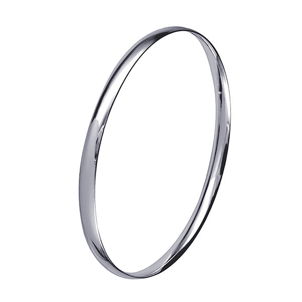 Sterling Silver Solid Oval Bangle, 67mm