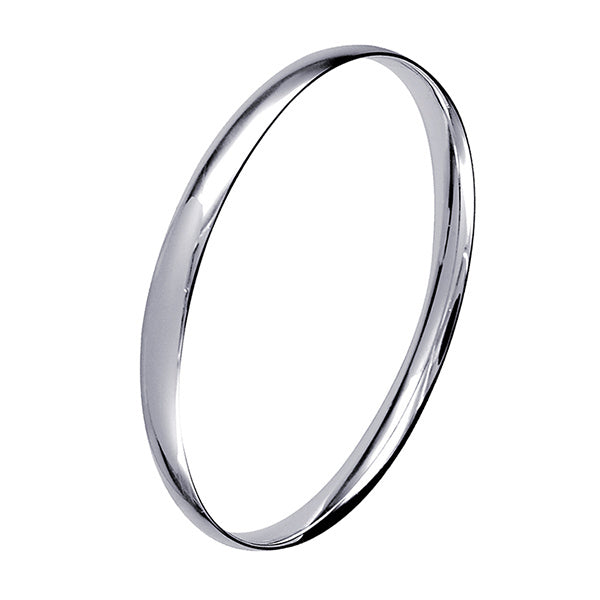Sterling Silver Solid Oval Bangle, 64mm