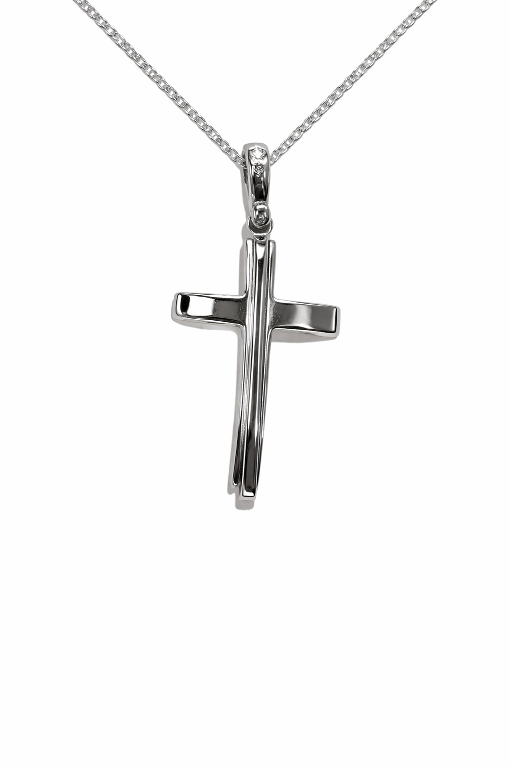 9ct White Gold Detailed Cross Pendant, 36mm