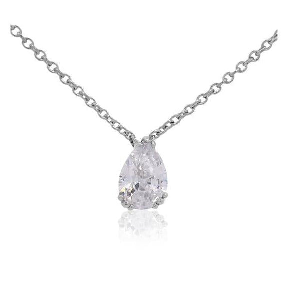 Georgini Elegant Essentials 7mm Pear-Cut Hidden Halo Pendant in Sterling Silver