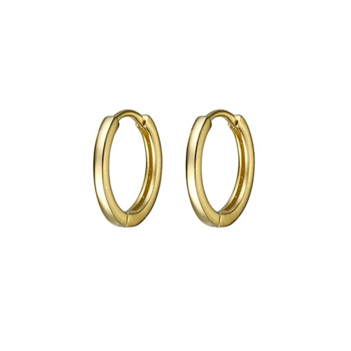 Solv Sterling Silver Gold Plated 8mm Huggie Earrings