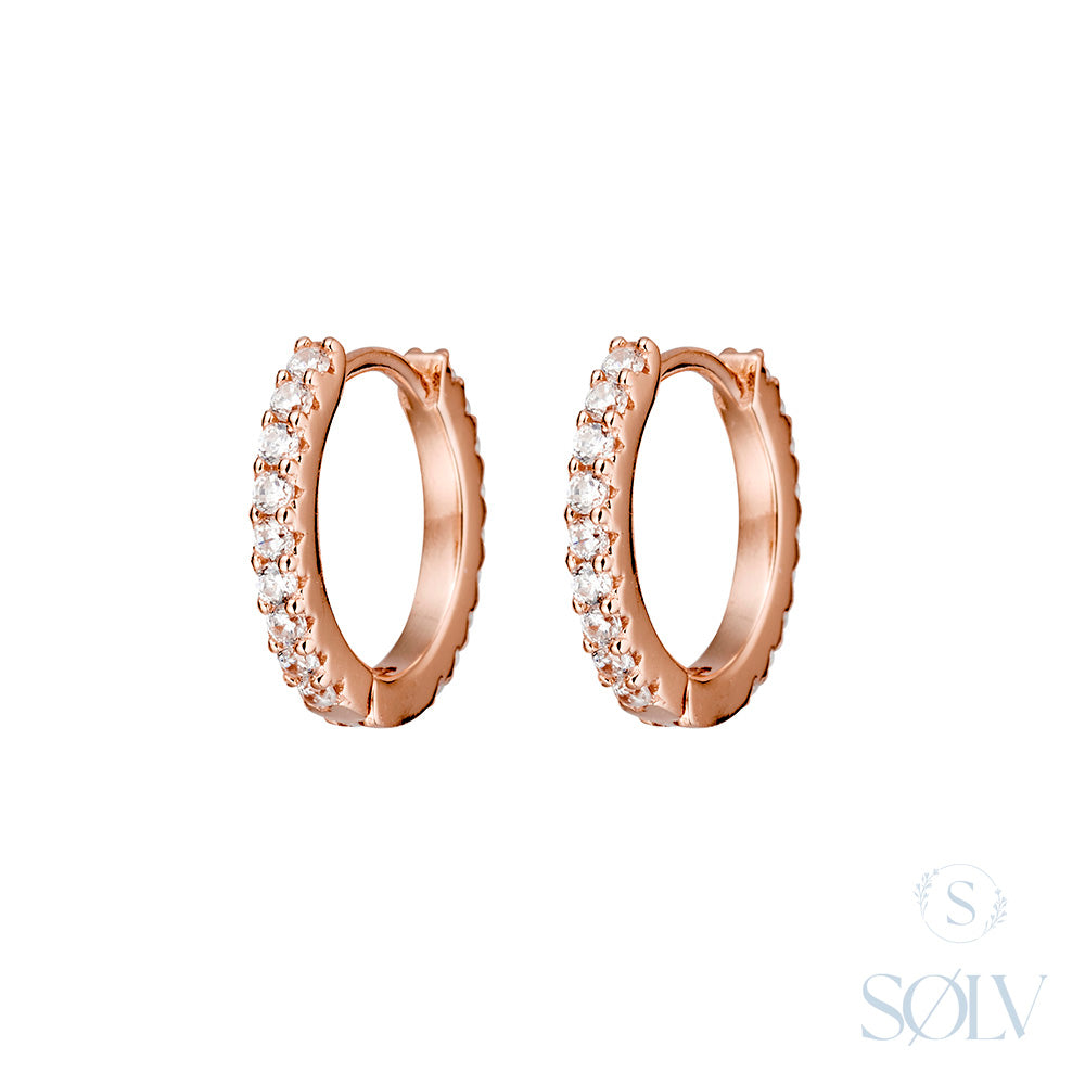Solv Sterling Silver Gold Plated Cubic Zirconia Huggie Earrings
