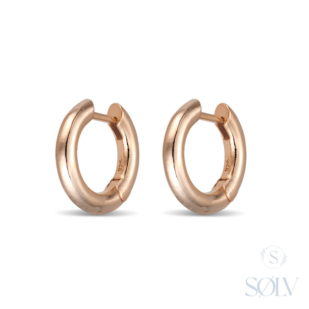 Solv Sterling Silver Gold Plated Huggie Earrings