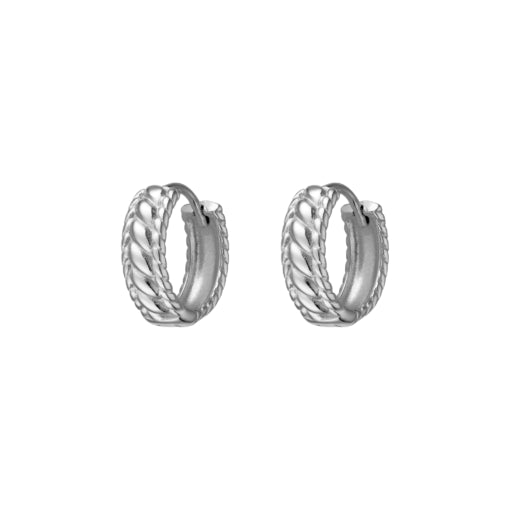 Solv Sterling Silver Twisted Huggie Earrings