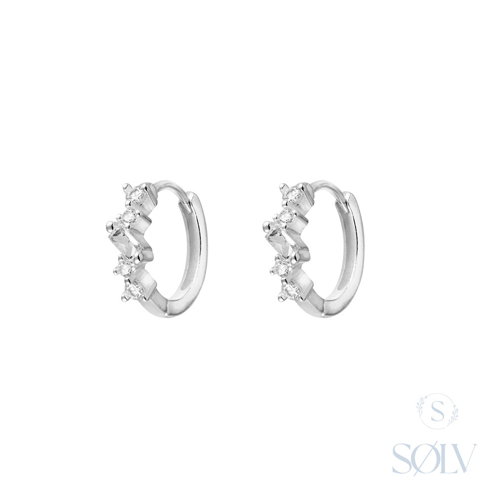 Solv Sterling Silver Cubic Zirconia Huggie Earrings