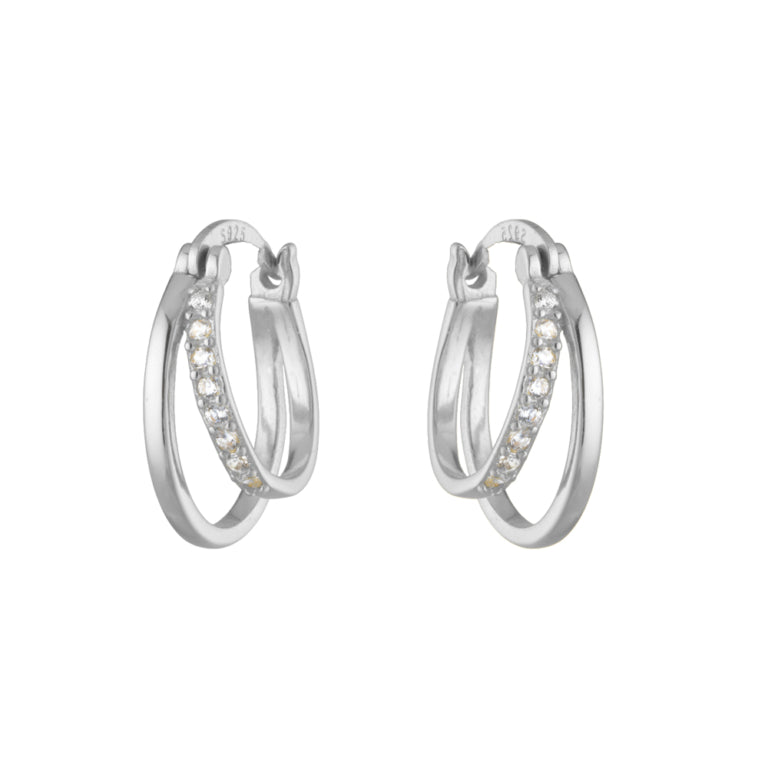 Solv Sterling Silver Double Hoop Earrings