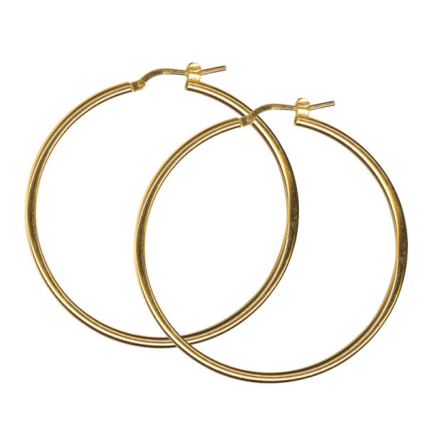 9ct Yellow Gold Hoop Earrings, 40mm
