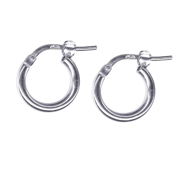 Sterling Silver Plain Hoop Earrings, 8mm