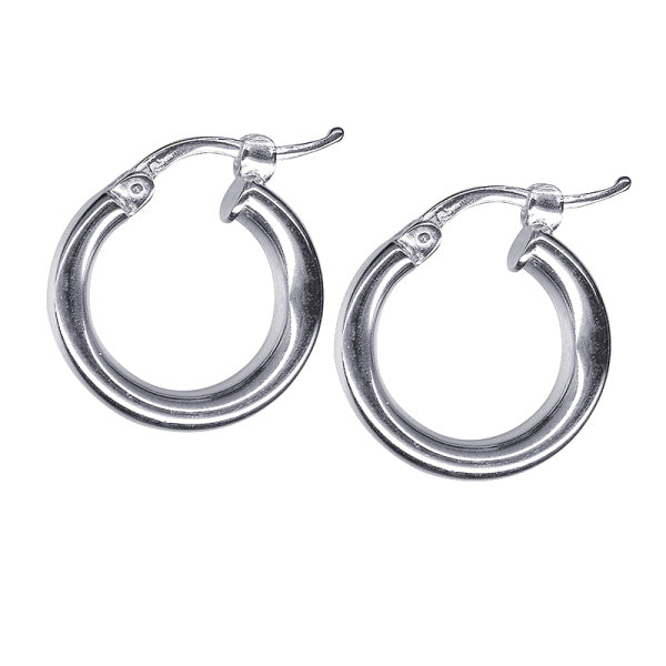Sterling Silver Plain Hoop Earrings, 10mm