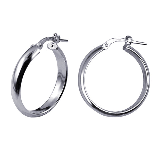Sterling Silver Half Round Hoop Earrings, 20mm
