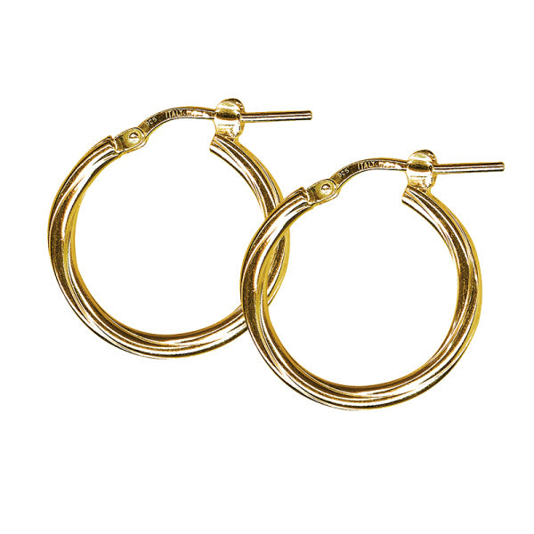9ct Yellow Gold Twist Hoop Earrings, 15mm