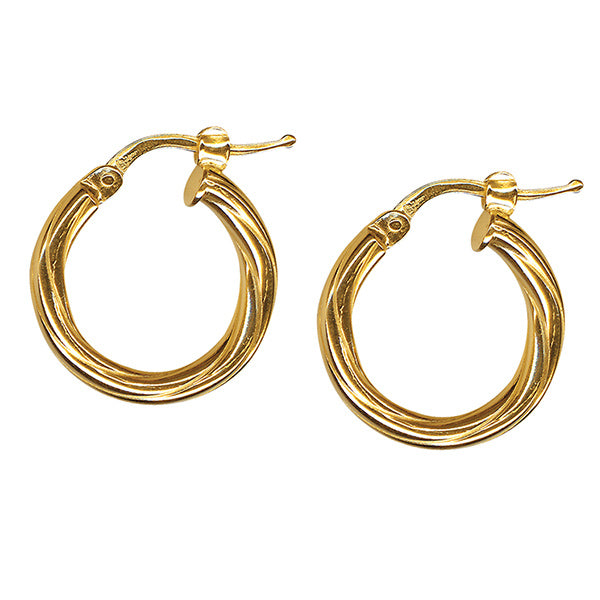 9ct Yellow Gold Twist Hoop Earrings, 10mm