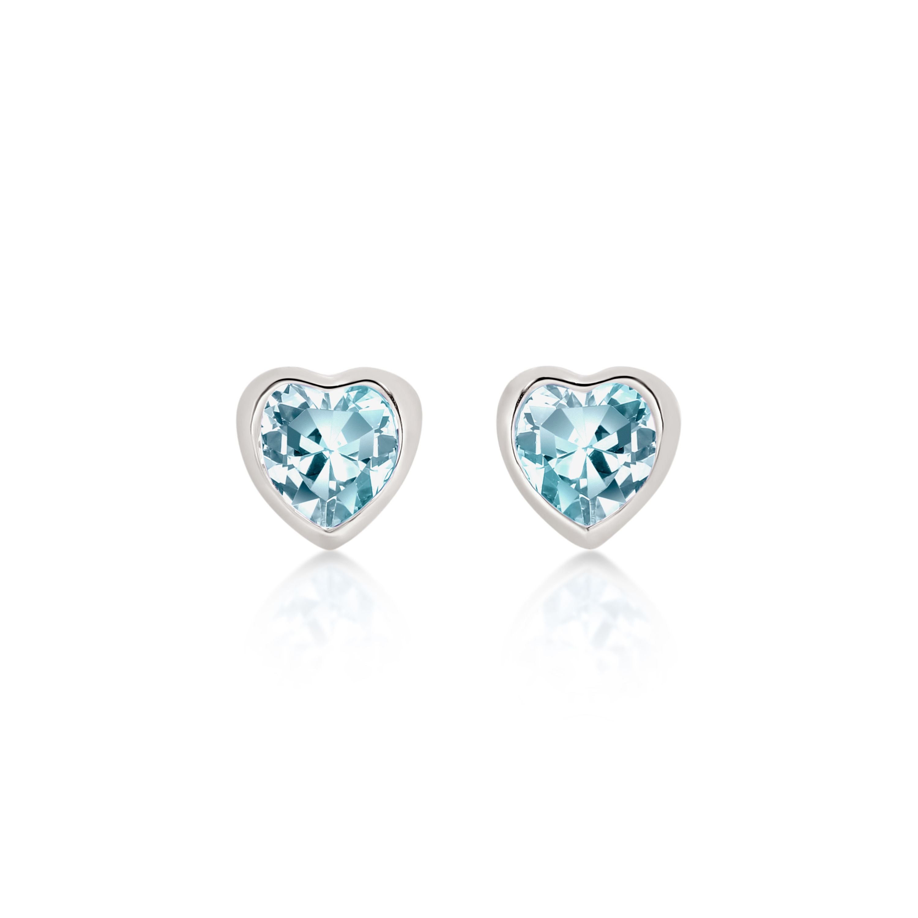Sterling Silver Blue Heart Stud Earrings