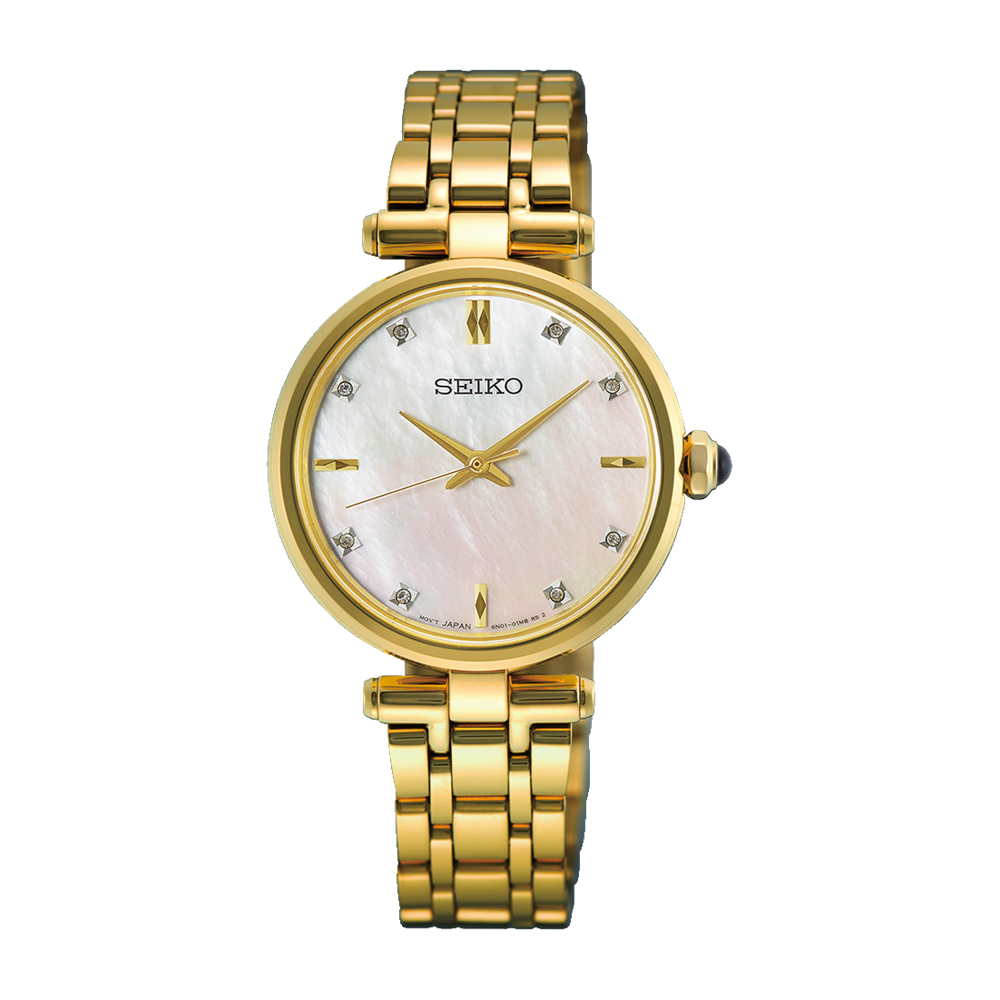 Seiko Ladies 29mm Gold-Tone Diamond Quartz Watch HGH008P
