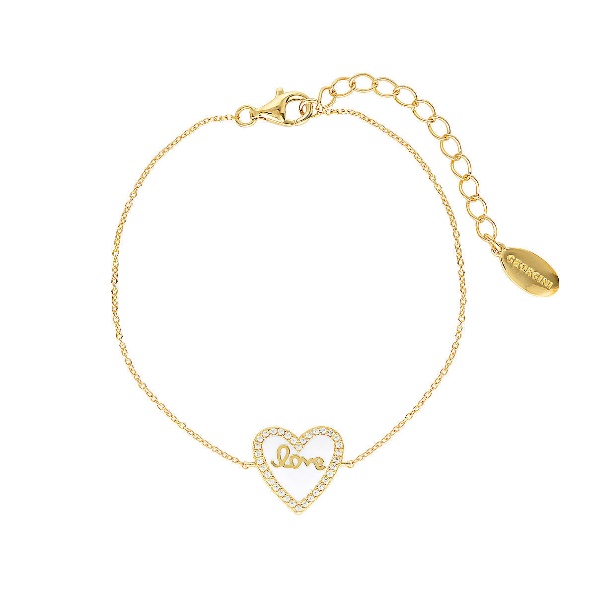 Georgini Reflection Enamel Love Heart Bracelet Gold