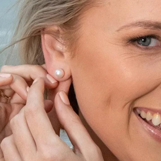 9ct Yellow Gold 7mm Round Freshwater Pearl Stud Earrings