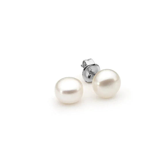 Sterling Silver 5mm Button Freshwater Pearl stud earrings