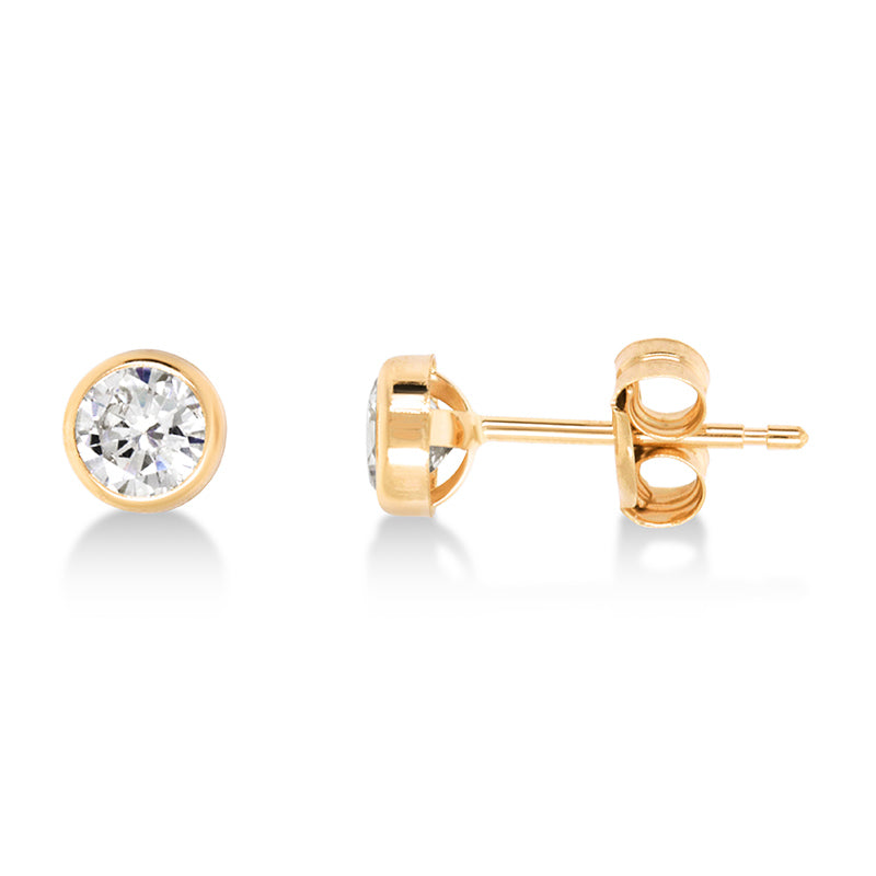 9ct Yellow Gold Cubic Zirconia Bezel Stud Earrings