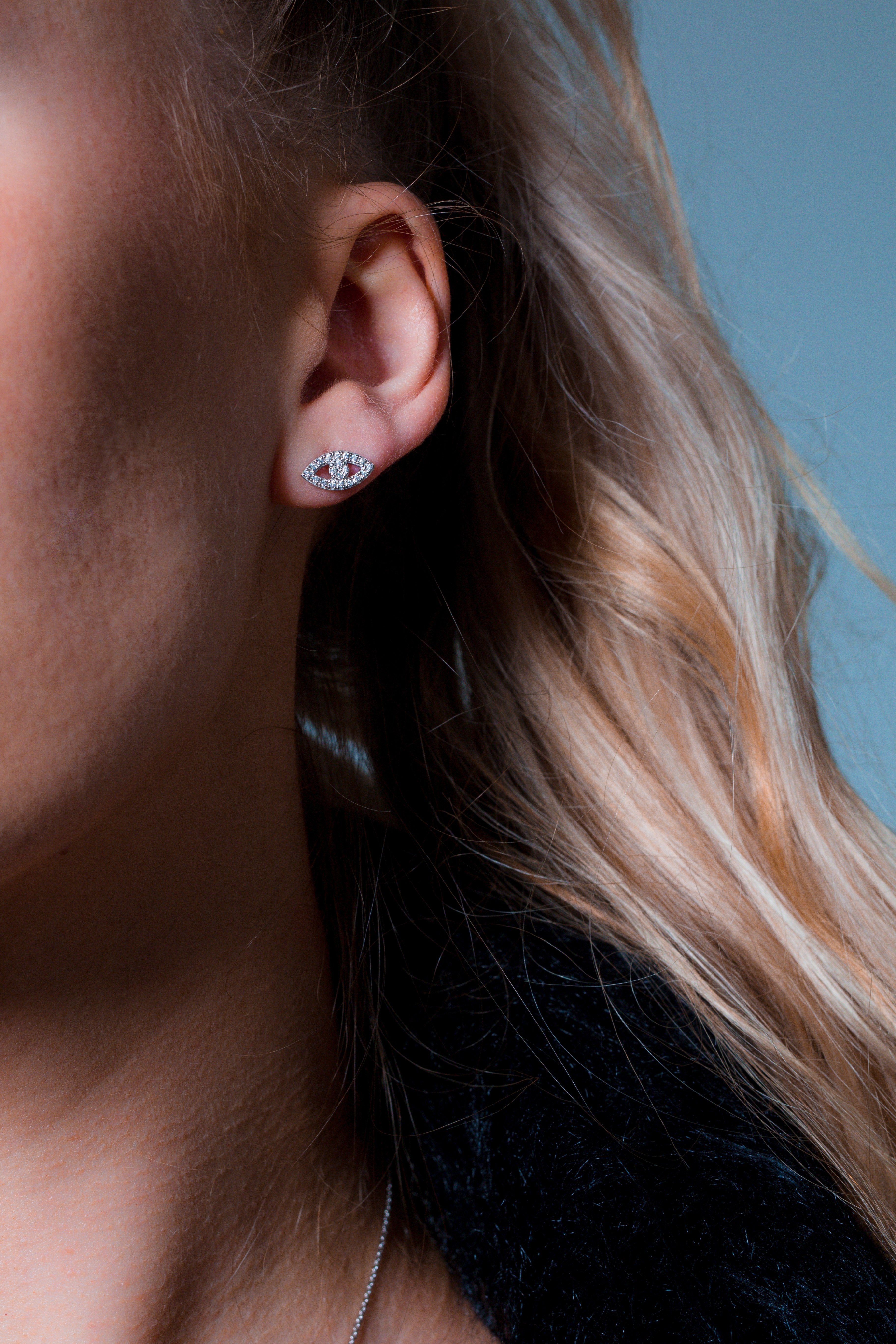 Georgini Rock Star Evil Eye Silver Earrings