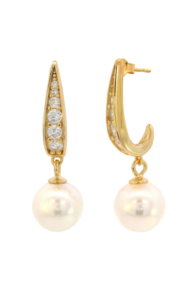 Georgini Adagio Serene Yellow Gold Plated Pearl Earrings