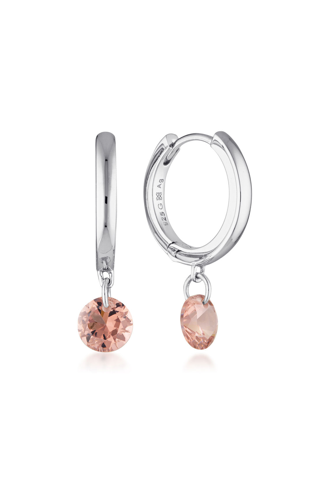 Georgini Mirage Alice Morganite Droplet Earrings Silver
