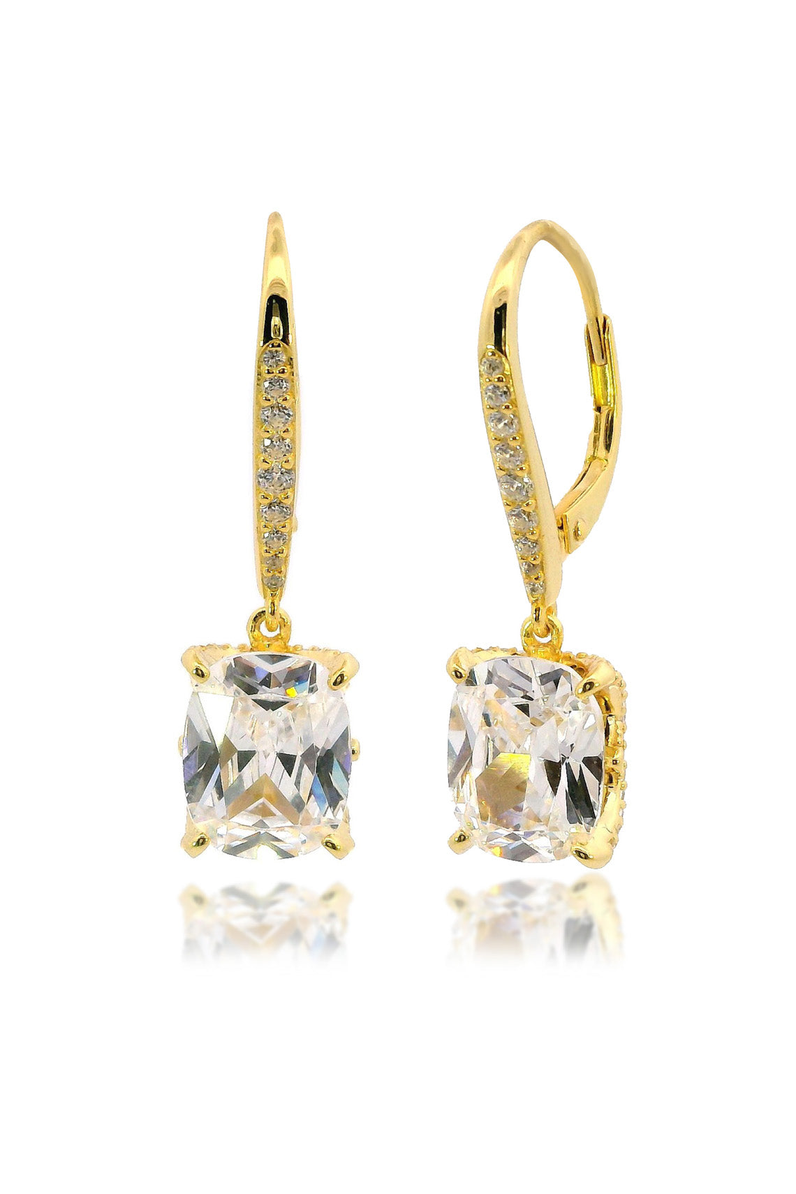 Georgini Sydney Soirée Elaine Cushion Cut Drop Earrings Gold