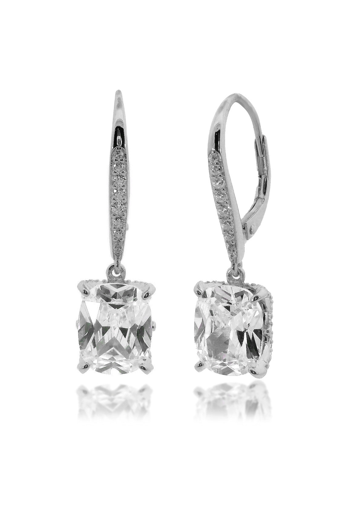 Georgini Sydney Soirée Elaine Cushion Cut Drop Earrings Silver