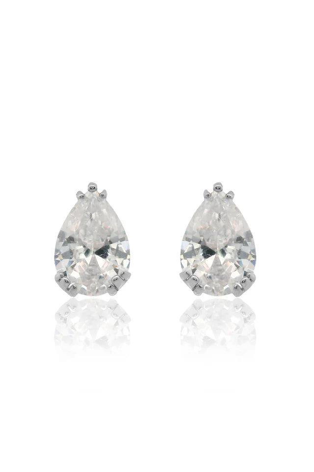 Georgini Elegant 7mm Pear Cut Silver Stud Earrings