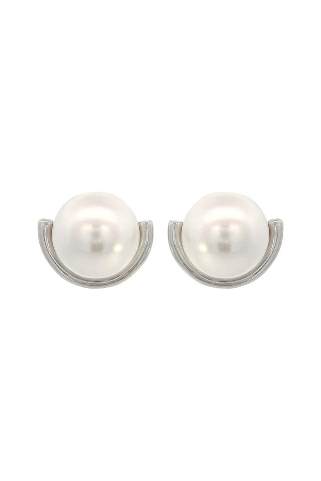 Georgini Adagio Cresent Silver Pearl Earrings