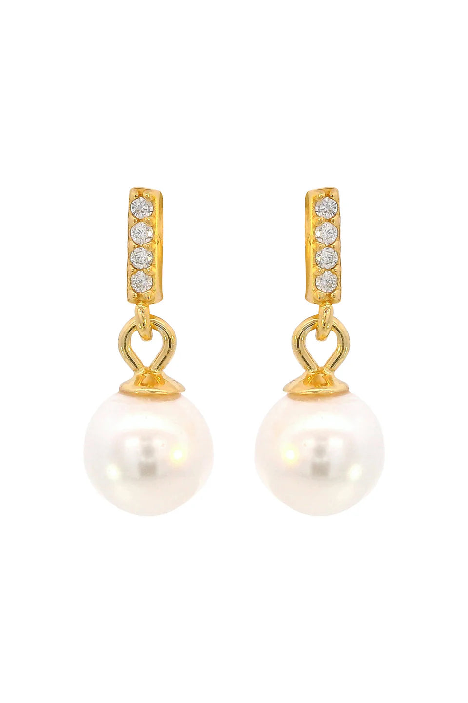 Georgini Adagio Effotless Glow Bar Yellow Gold Plated Dangle Pearl earring