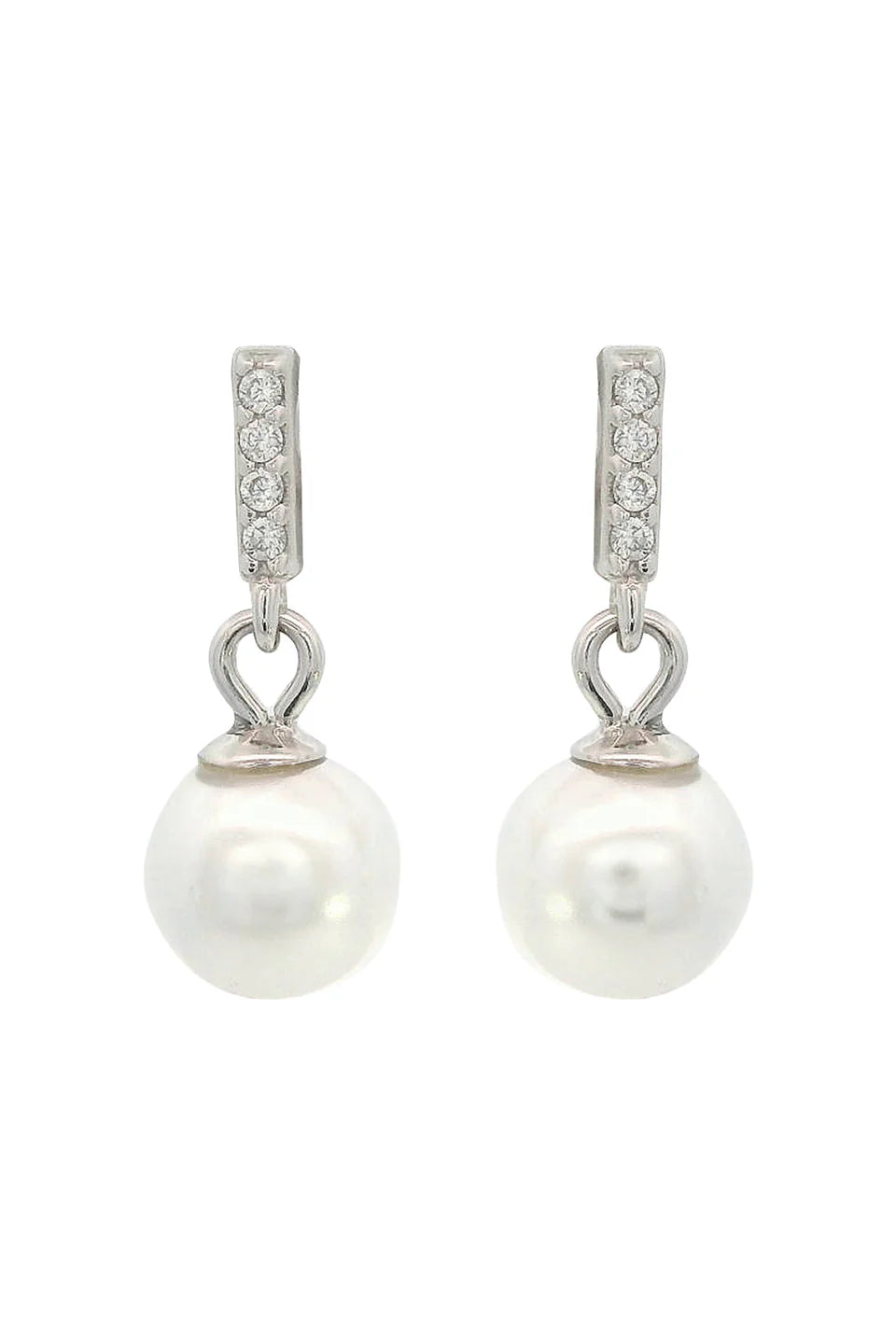 Georgini Adagio Effotless Glow Bar Silver Dangle Pearl earring