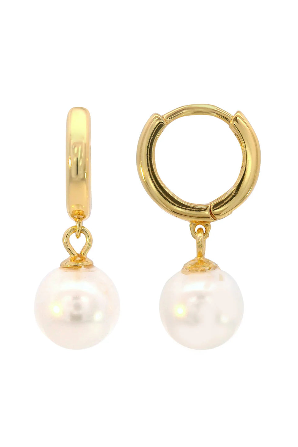 Georgini Adagio Nine-2-Five Yellow Gold Plated Pearl Hoop Earrings