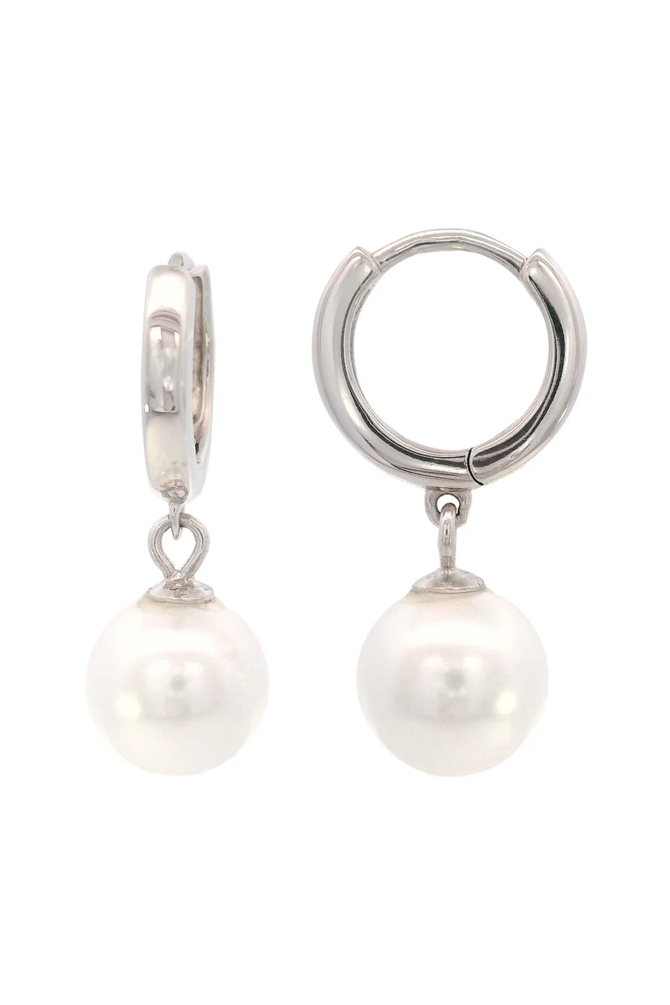 Georgini Adagio Nine-2-Five Silver Pearl Hoop Earrings
