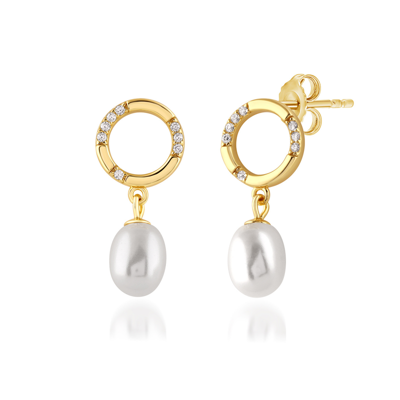 Georgini Alchemy Sol Pearl Gold Earrings